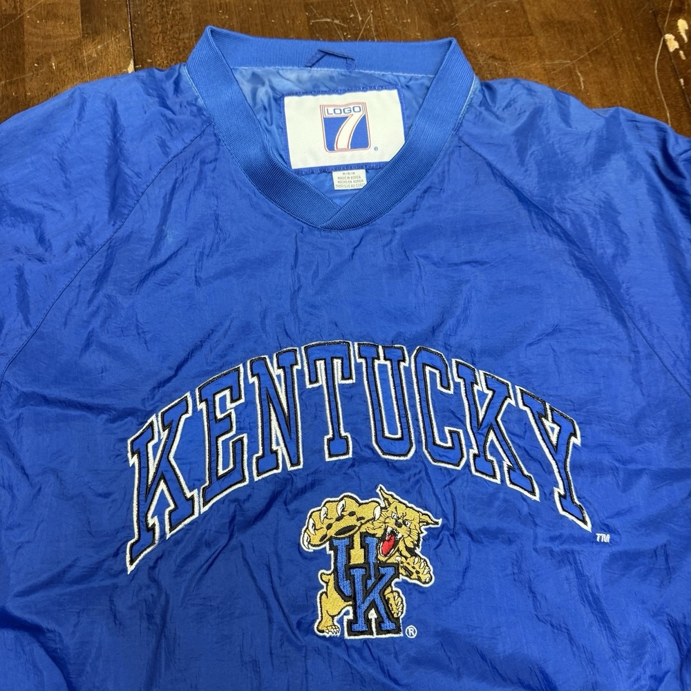 Vintage Logo 7 Kentucky Wildcats Blue Pullover Windbreaker Jacket M NCAA Team